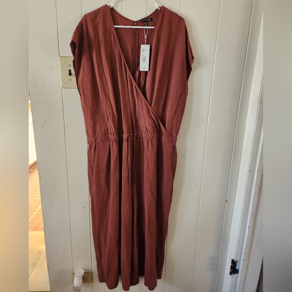 NWT Eileen Fisher Terracotta Crepe Jumpsuit Size XL